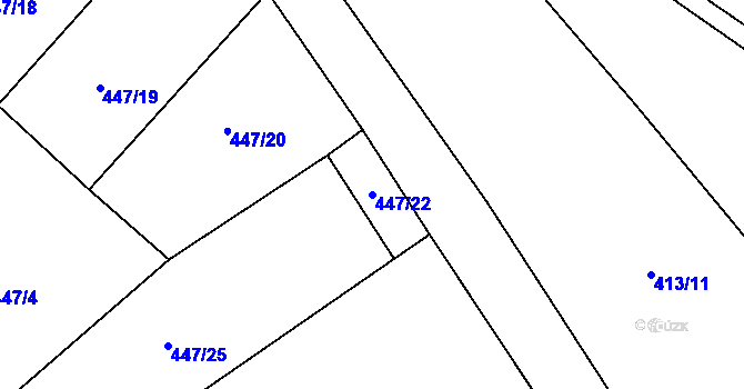 Parcela st. 447/22 v KÚ Oskava, Katastrální mapa