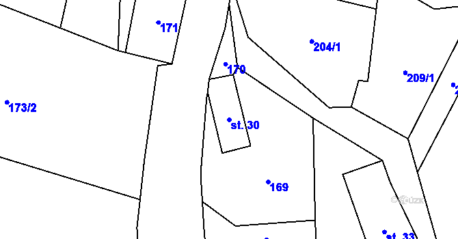 Parcela st. 30 v KÚ Třemešek, Katastrální mapa