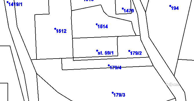 Parcela st. 59/1 v KÚ Třemešek, Katastrální mapa
