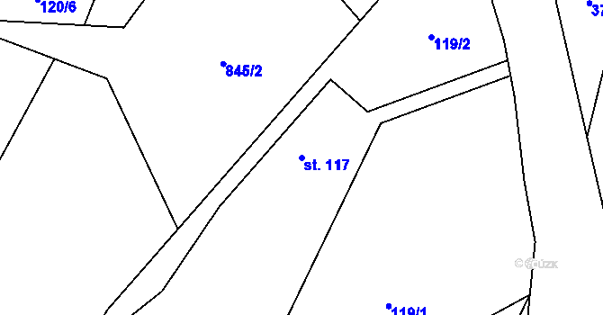 Parcela st. 117 v KÚ Třemešek, Katastrální mapa