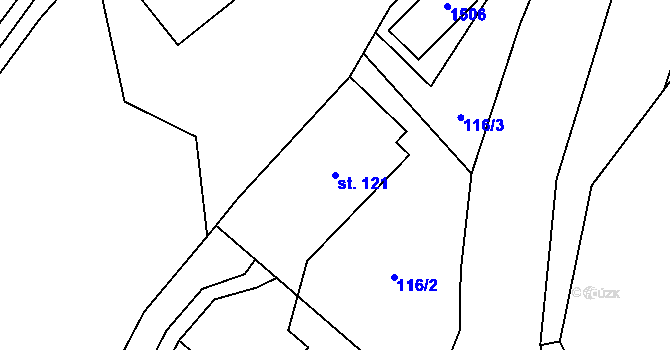 Parcela st. 121 v KÚ Třemešek, Katastrální mapa