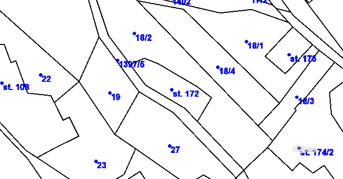 Parcela st. 172 v KÚ Třemešek, Katastrální mapa