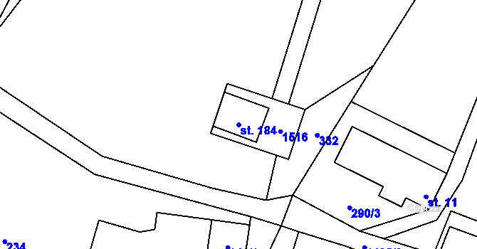 Parcela st. 184 v KÚ Třemešek, Katastrální mapa