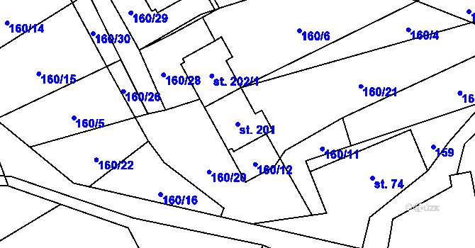 Parcela st. 201 v KÚ Třemešek, Katastrální mapa