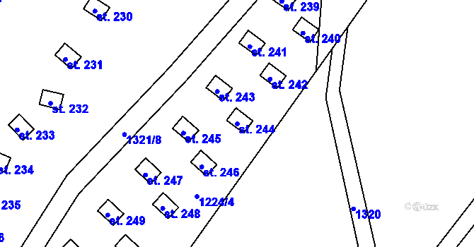 Parcela st. 244 v KÚ Třemešek, Katastrální mapa