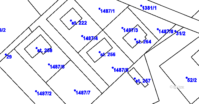 Parcela st. 256 v KÚ Třemešek, Katastrální mapa