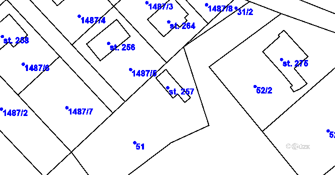 Parcela st. 257 v KÚ Třemešek, Katastrální mapa