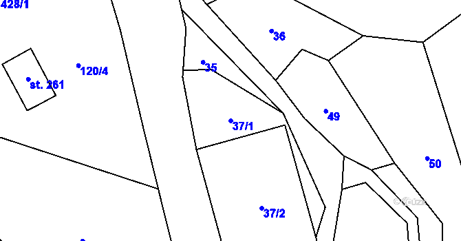 Parcela st. 37/1 v KÚ Třemešek, Katastrální mapa