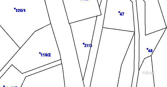 Parcela st. 37/3 v KÚ Třemešek, Katastrální mapa