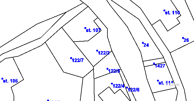 Parcela st. 122/2 v KÚ Třemešek, Katastrální mapa