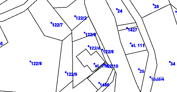Parcela st. 122/4 v KÚ Třemešek, Katastrální mapa