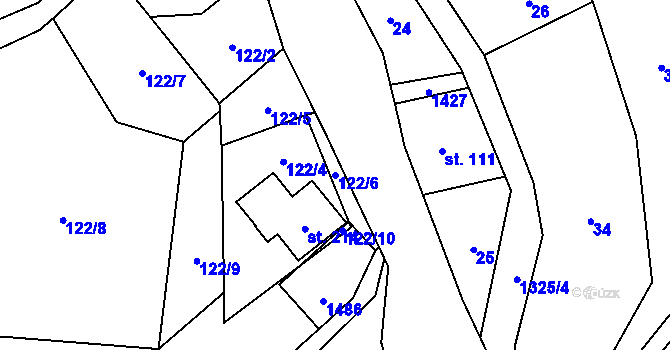Parcela st. 122/6 v KÚ Třemešek, Katastrální mapa