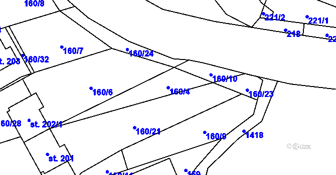 Parcela st. 160/4 v KÚ Třemešek, Katastrální mapa