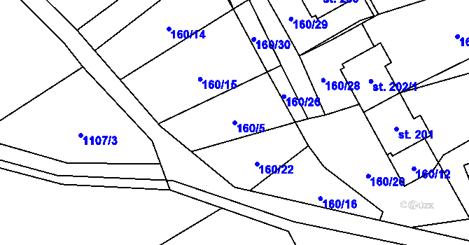 Parcela st. 160/5 v KÚ Třemešek, Katastrální mapa
