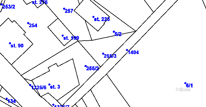 Parcela st. 255/3 v KÚ Třemešek, Katastrální mapa