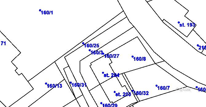 Parcela st. 160/27 v KÚ Třemešek, Katastrální mapa