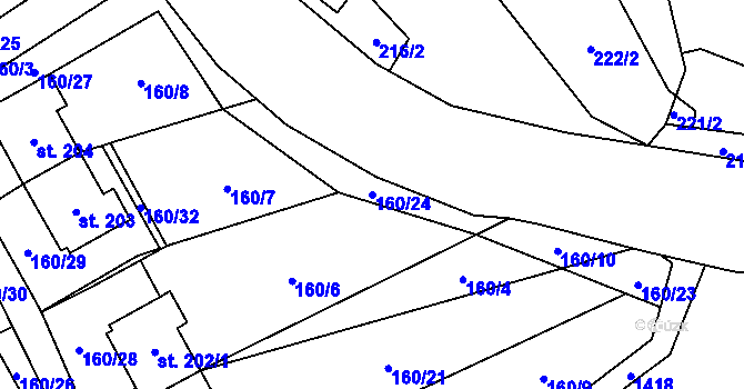 Parcela st. 160/24 v KÚ Třemešek, Katastrální mapa