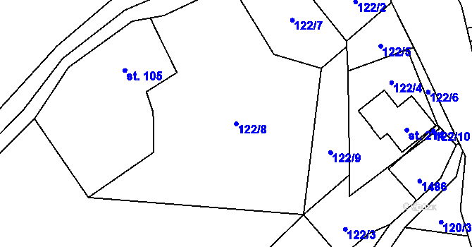 Parcela st. 122/8 v KÚ Třemešek, Katastrální mapa