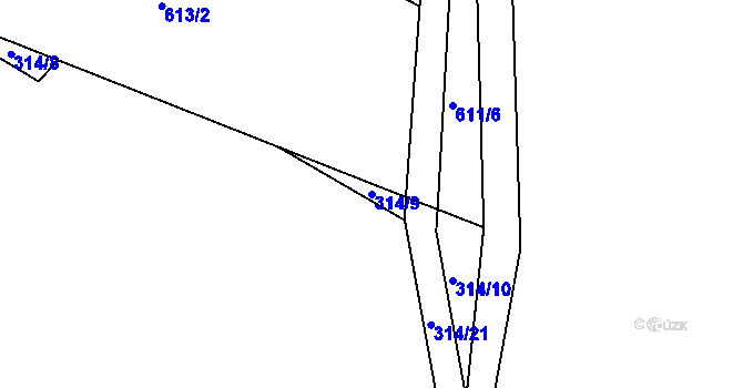 Parcela st. 314/9 v KÚ Třemešek, Katastrální mapa