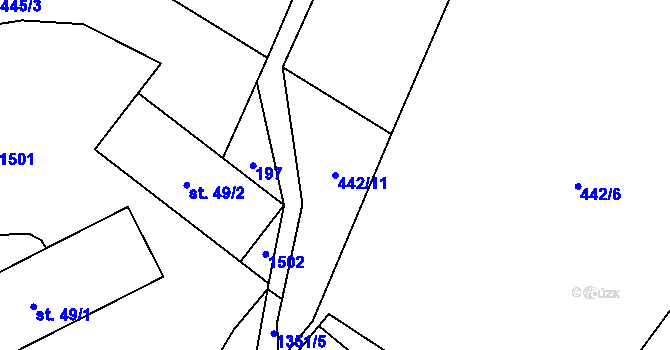 Parcela st. 442/11 v KÚ Třemešek, Katastrální mapa