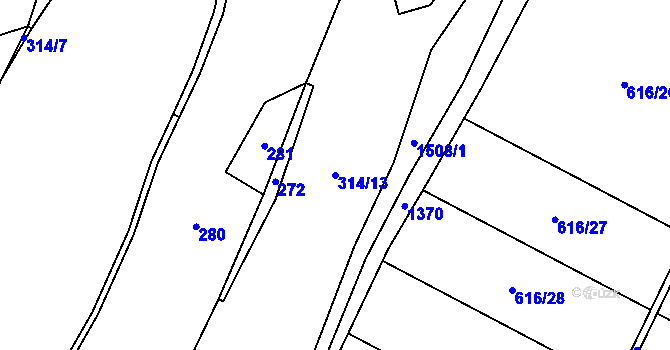 Parcela st. 314/13 v KÚ Třemešek, Katastrální mapa