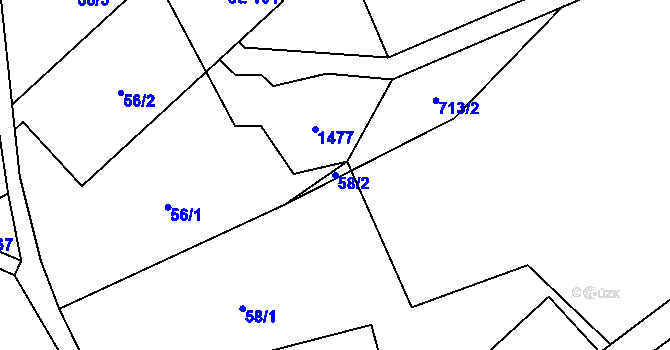 Parcela st. 58/2 v KÚ Třemešek, Katastrální mapa
