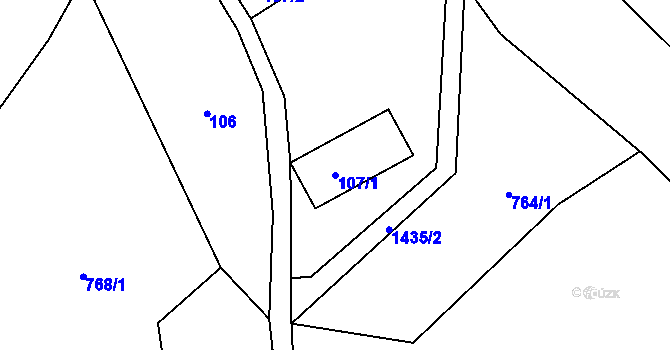 Parcela st. 107/1 v KÚ Třemešek, Katastrální mapa