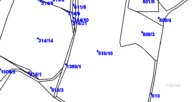 Parcela st. 616/16 v KÚ Třemešek, Katastrální mapa