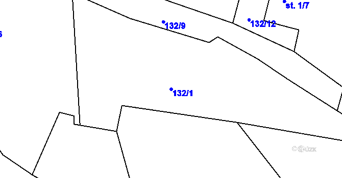Parcela st. 132/1 v KÚ Oskořínek, Katastrální mapa