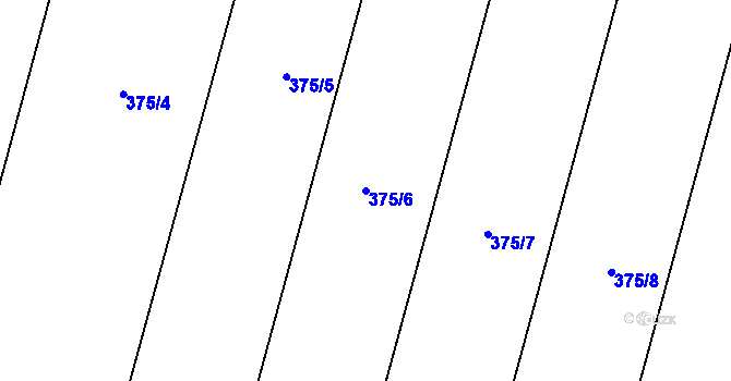 Parcela st. 375/6 v KÚ Oskořínek, Katastrální mapa