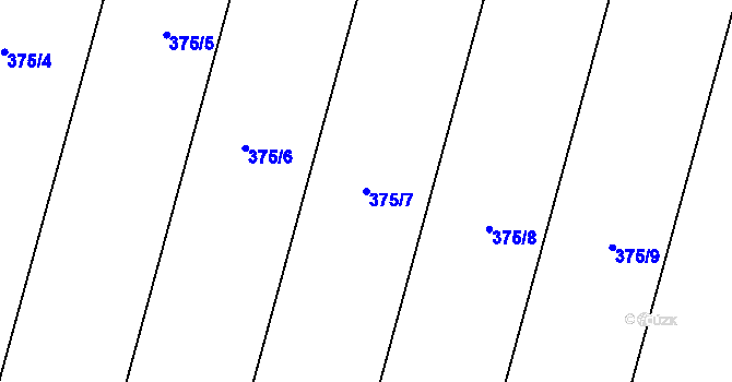 Parcela st. 375/7 v KÚ Oskořínek, Katastrální mapa