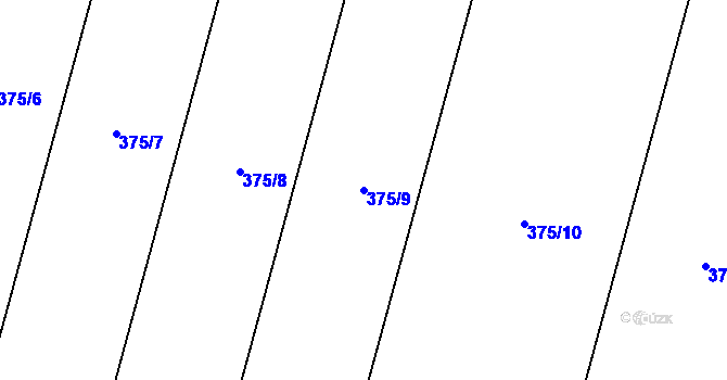 Parcela st. 375/9 v KÚ Oskořínek, Katastrální mapa