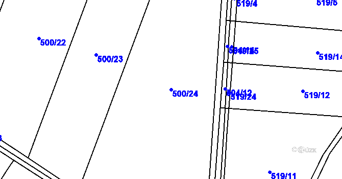 Parcela st. 500/24 v KÚ Oskořínek, Katastrální mapa
