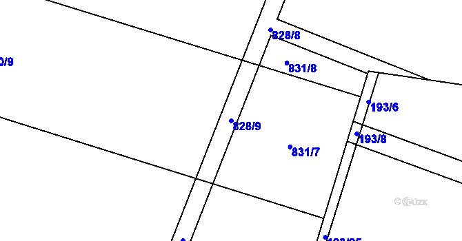 Parcela st. 828/9 v KÚ Oskořínek, Katastrální mapa