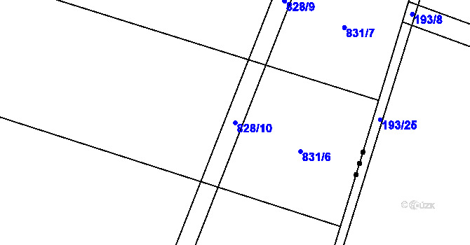 Parcela st. 828/10 v KÚ Oskořínek, Katastrální mapa