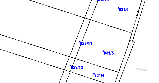 Parcela st. 828/11 v KÚ Oskořínek, Katastrální mapa