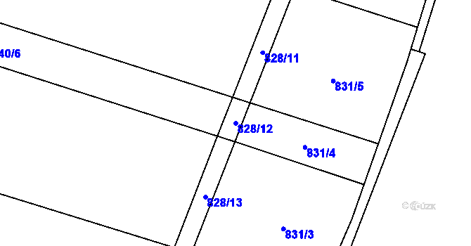 Parcela st. 828/12 v KÚ Oskořínek, Katastrální mapa
