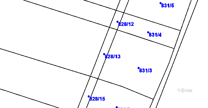 Parcela st. 828/13 v KÚ Oskořínek, Katastrální mapa