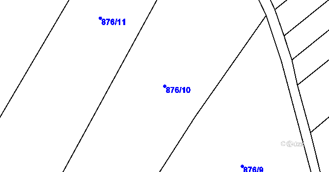 Parcela st. 876/10 v KÚ Oskořínek, Katastrální mapa