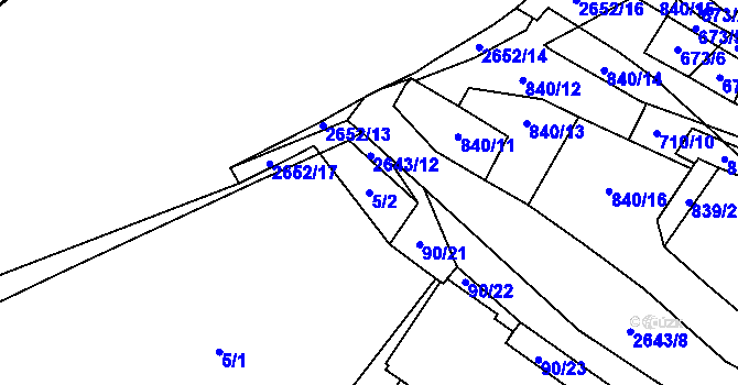 Parcela st. 5/2 v KÚ Oslavany, Katastrální mapa