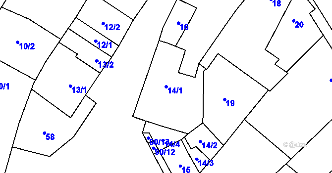 Parcela st. 14/1 v KÚ Oslavany, Katastrální mapa