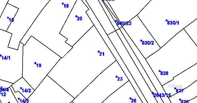 Parcela st. 21 v KÚ Oslavany, Katastrální mapa