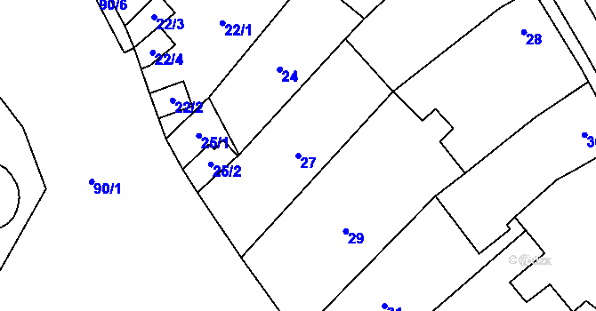 Parcela st. 27 v KÚ Oslavany, Katastrální mapa