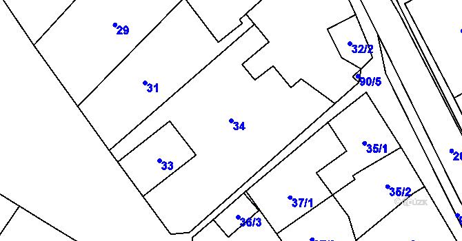Parcela st. 34 v KÚ Oslavany, Katastrální mapa