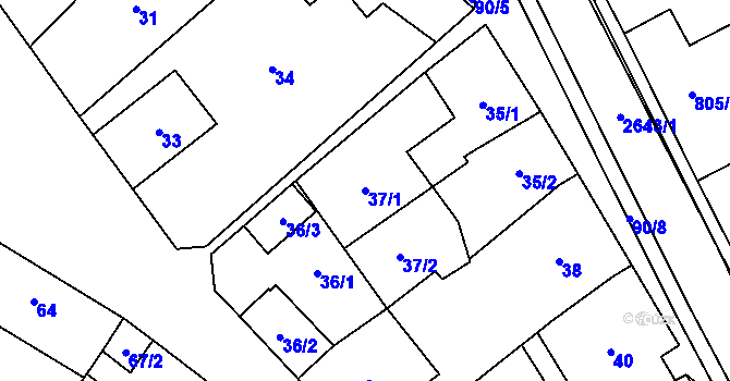 Parcela st. 37/1 v KÚ Oslavany, Katastrální mapa