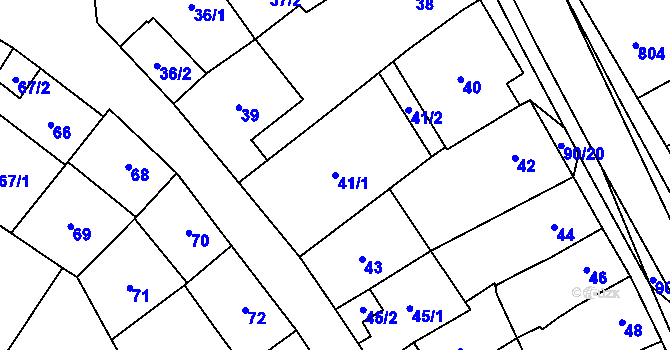 Parcela st. 41/1 v KÚ Oslavany, Katastrální mapa