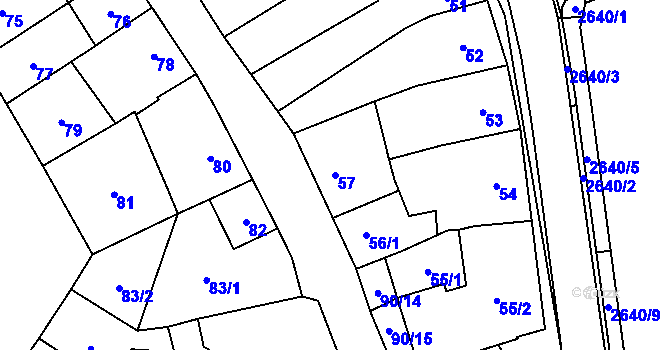 Parcela st. 57 v KÚ Oslavany, Katastrální mapa