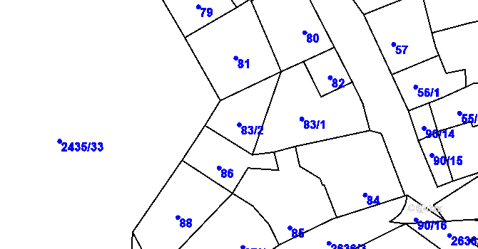 Parcela st. 83/2 v KÚ Oslavany, Katastrální mapa