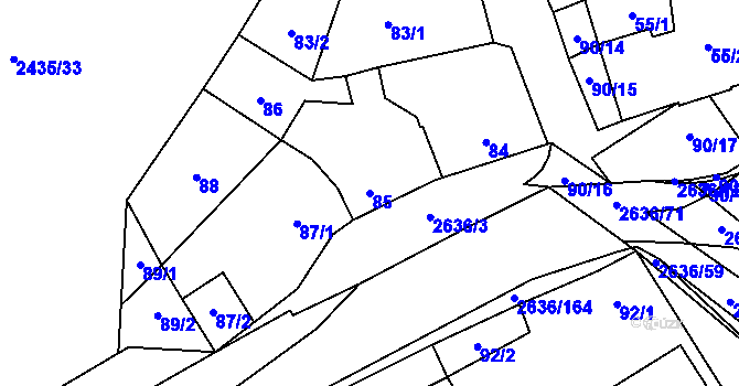 Parcela st. 85 v KÚ Oslavany, Katastrální mapa