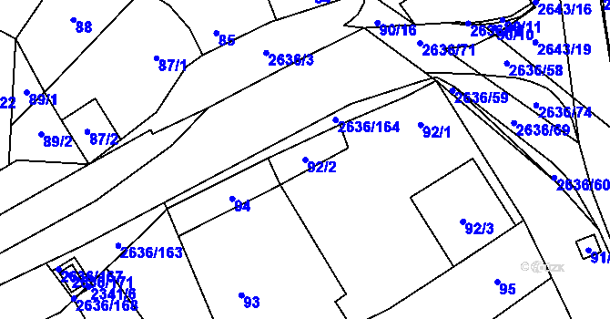 Parcela st. 92/2 v KÚ Oslavany, Katastrální mapa